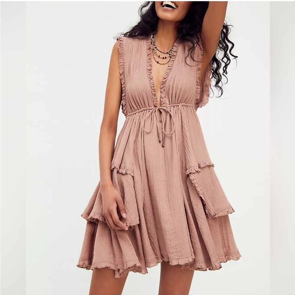 Free People Antoinette Mini Dress - Coyote